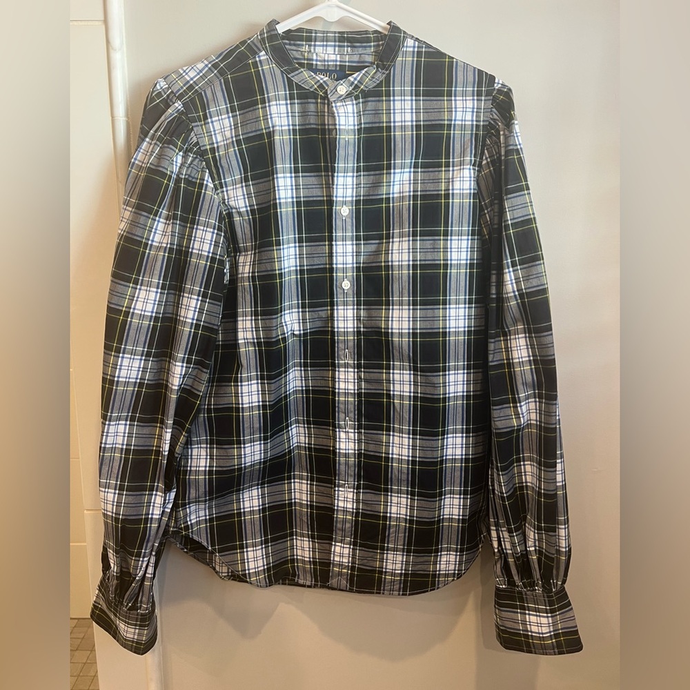 Women’s plaid Ralph Lauren bell sleeve top